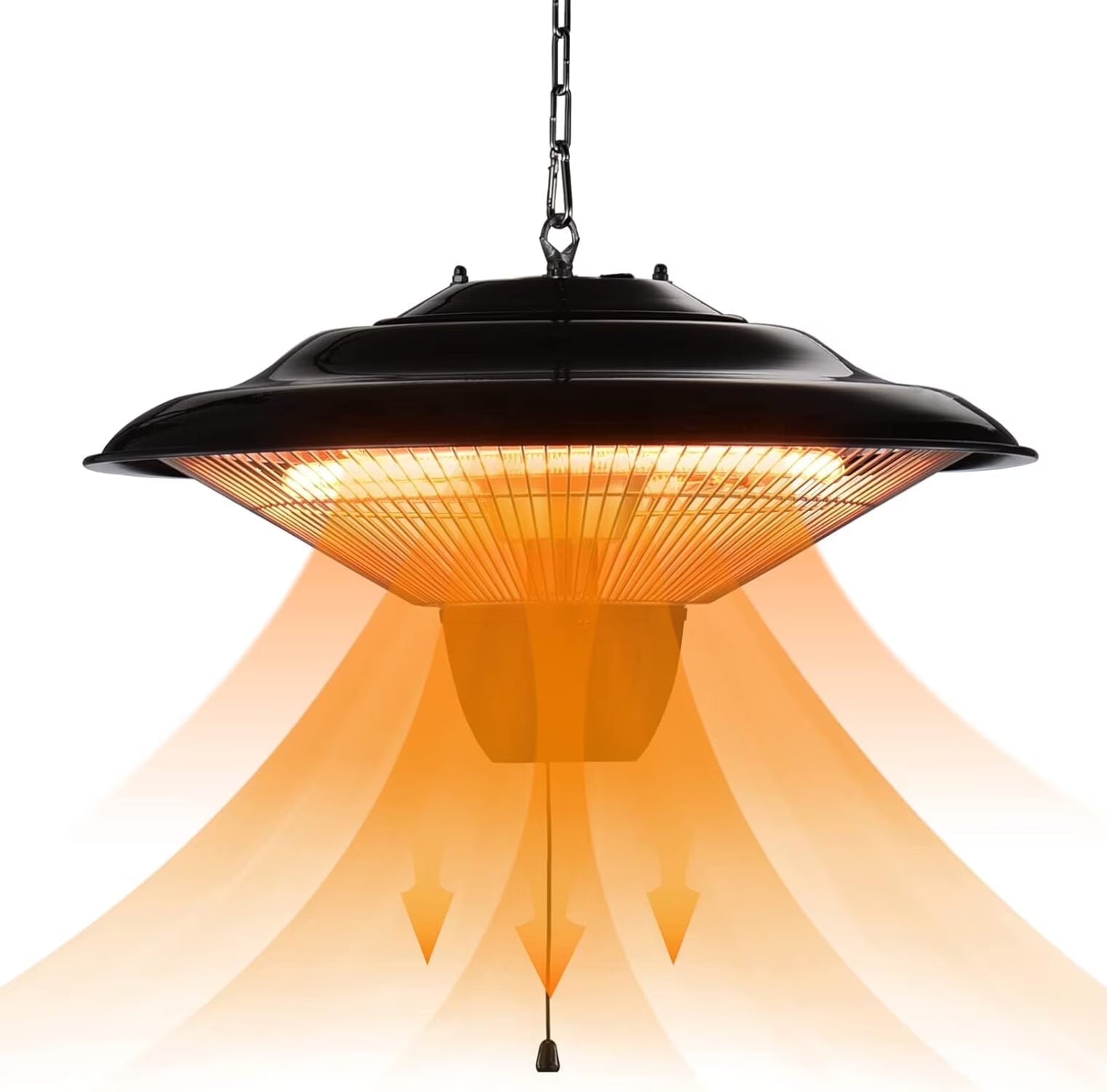 Ecotronic 1500W Halogen Infrared Electric Patio Heater with Adjustable Chain, Indoor/Outdoor Use, Black
