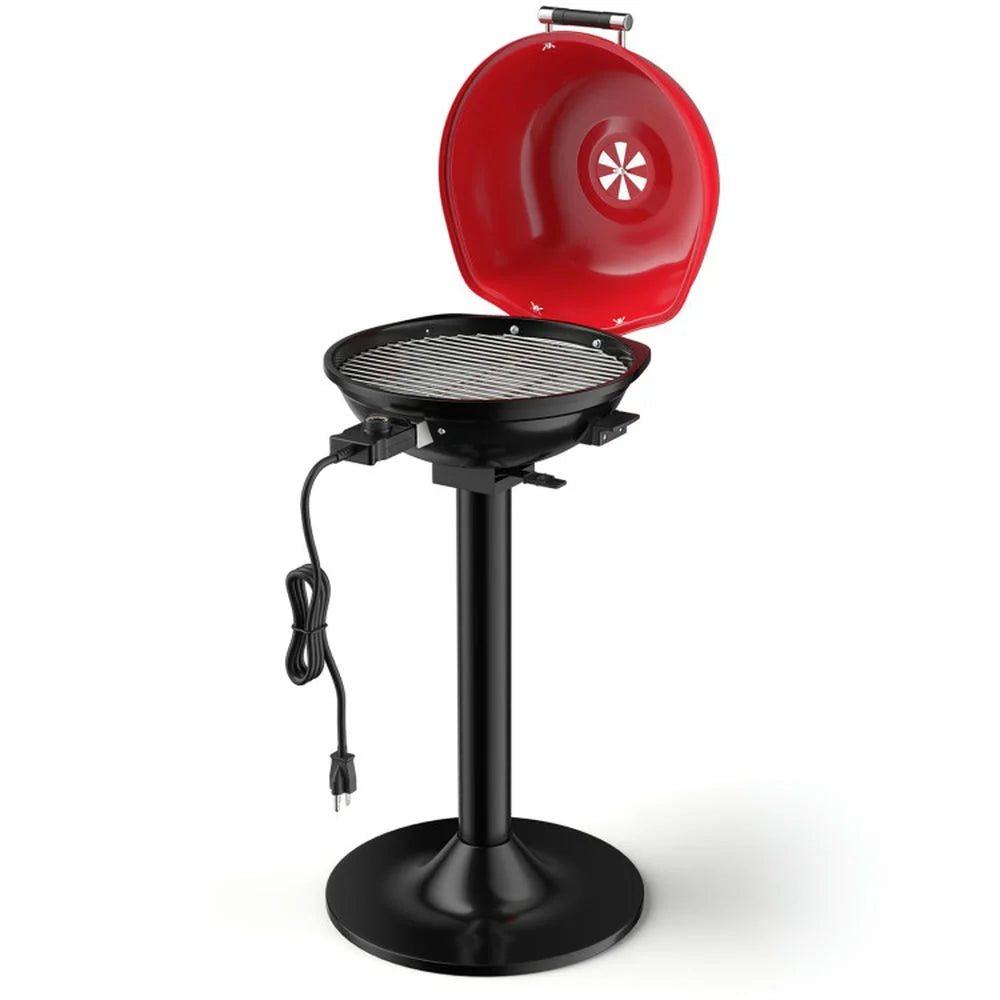 Aimee Lii 1600W Portable Electric BBQ Grill with Removable Non-Stick Rack, BBQ Grill for Outdoor Cooking Kitchen, Garden and Patio Backyard Barbecue-Black & Red