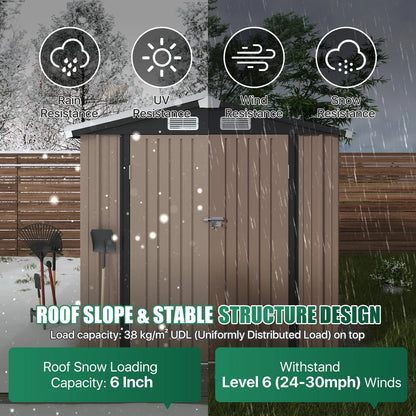 Clouddwell 6 ft. x 4 ft. Outdoor Storage Shed, Metal Garden Shed with Lockable Doors & Sloped Roof for Backyard, Patio, Poolside