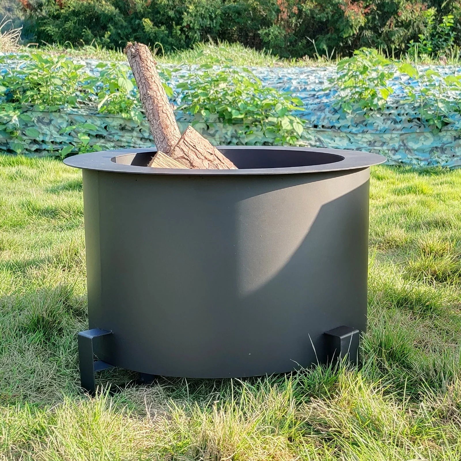 MAGIC UNION 21.5 Inch Smokeless Metal Fire Pit Large Wood Burning Bonfire Firepit with Handle Poker Waterproof Cover for Backyard Patio (Black)