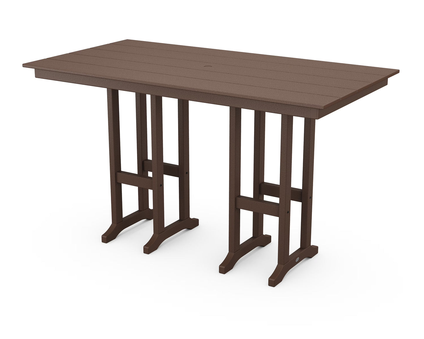 POLYWOOD 37" x 72" Farmhouse Patio Bar Table with Weather-Resistant Design, Slate Grey
