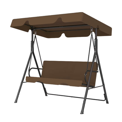 Melocadol 3 Seats Outdoor Porch Swing Glider, Patio Swing Chair with All Weather Covered Canopy and Rust Proof Heavy Duty Stand, for Garden, Lawn, or Backyard, Black