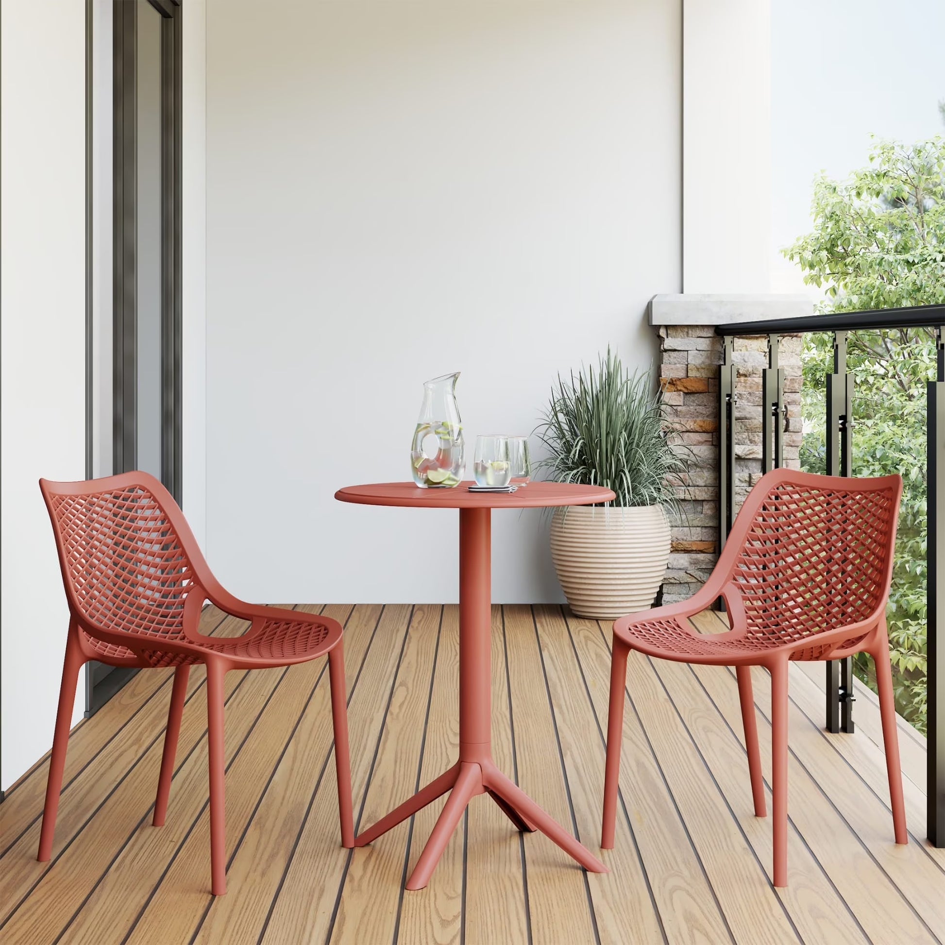 WestinTrends Playa 3-Piece Outdoor Resin Patio Bistro Set with Stackable Patio Dining Side Chairs, Olive Green