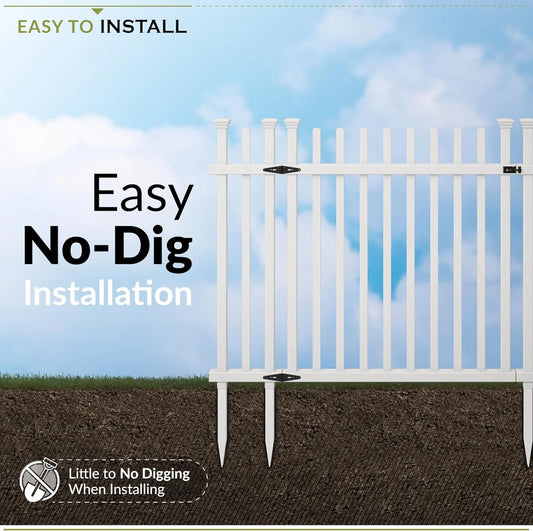 3.5ft H x 5ft W (1 Gate) No Dig Zippity Burbank Gate Kit, White Vinyl Picket Yard Fence Gate with Hardware Included for Burbank Fence Kit, Outdoor Patio and Backyard Gate, ZP19071