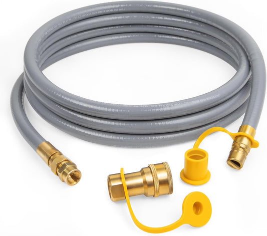 12 Feet 3/8" ID Natural Gas Hose, Low Pressure LPG Hose with Quick Connect, for , Char-broil, Pizza Oven, Patio Heater and More