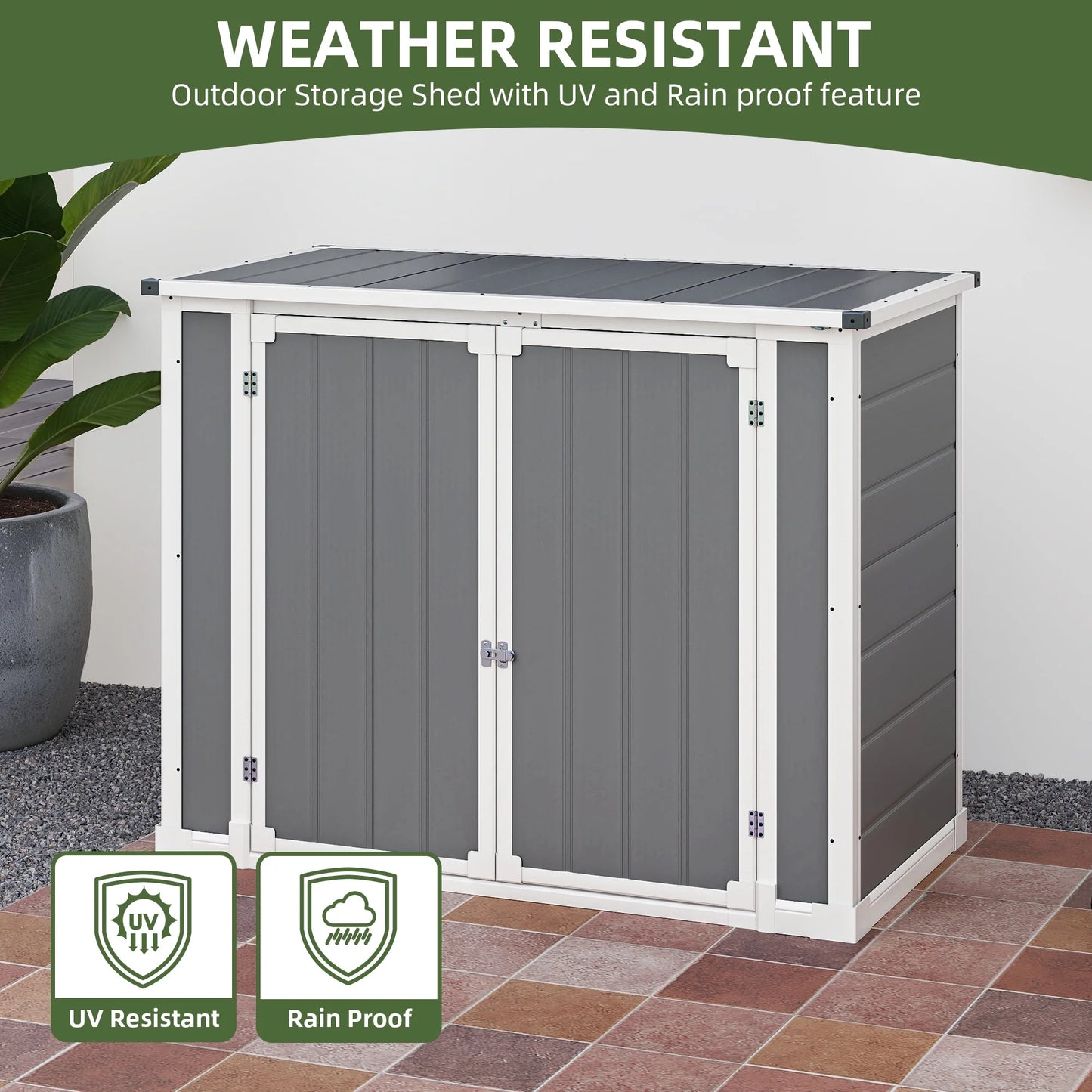 Dextrus 35 Cu ft Resin Storage Shed Without Shelf, 2.5?Dx4.7?Wx3.6° F All Weather Furniture for Patio
