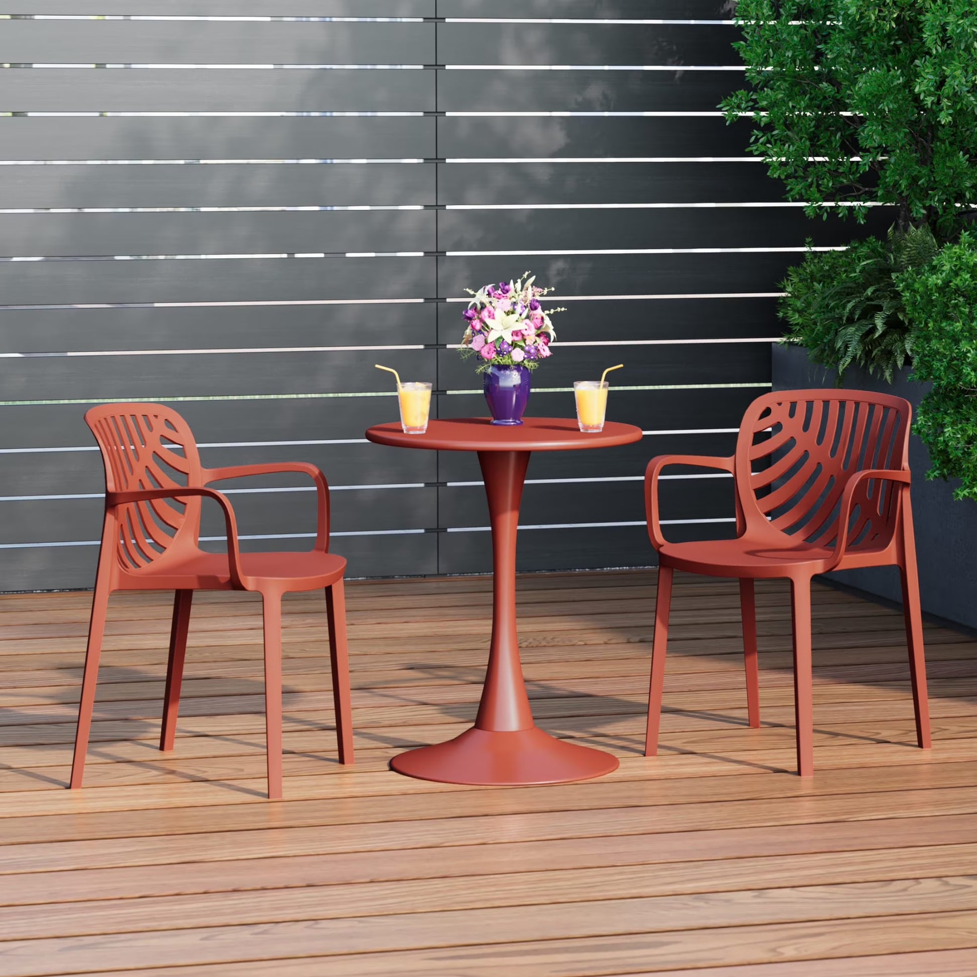 WestinTrends Playa Outdoor Modern Stackable Patio Dining Armchairs (Set of 2), White