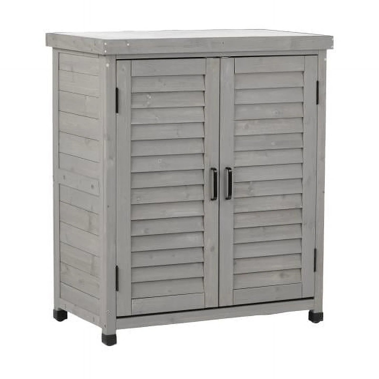 Potting Bench with Storage Cabinet and Metal Table Top for Outdoor Patio, Garden Furniture Wood Workstation Grey 31.5x17x36''