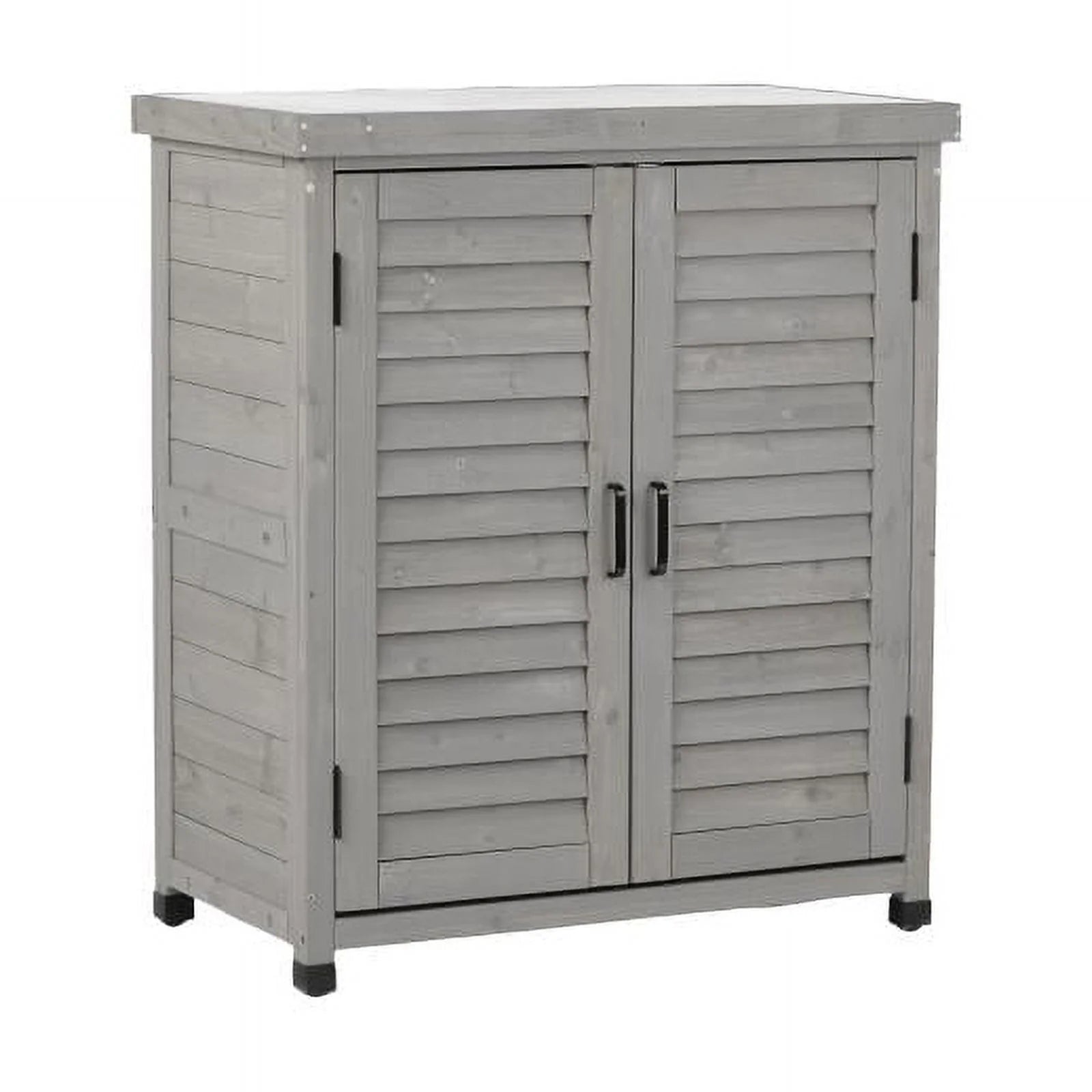 Potting Bench with Storage Cabinet and Metal Table Top for Outdoor Patio, Garden Furniture Wood Workstation Grey 31.5x17x36''