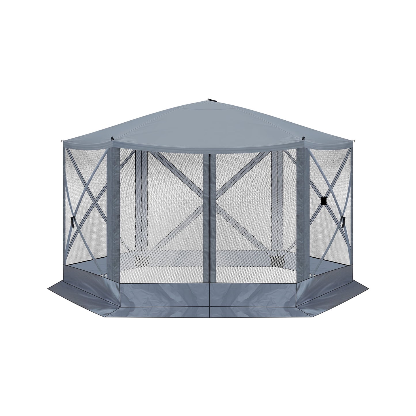 12'x12' Outdoor Pop-Up Canopy Tent - Dark Gray UV & Waterproof Gazebo with Mesh Sidewalls for Camping, Patio, Backyard - Easy 60-Sec Setup