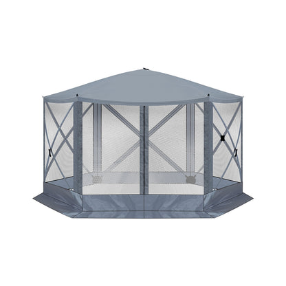 12'x12' Outdoor Pop-Up Canopy Tent - Dark Gray UV & Waterproof Gazebo with Mesh Sidewalls for Camping, Patio, Backyard - Easy 60-Sec Setup
