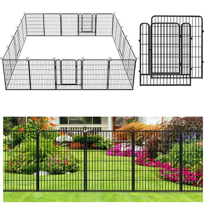 Jhsomdr Decorative Garden Fence 10 Panels Animal Barrier Fence 40" Height Metal No Dig Fence for Yard Patio