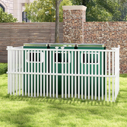 SAZYY 2 Panels Air Conditioner Fence, 45 in. W x 45 in. H Garden Fence, Vinyl Trash Can Pool Equipment Enclosure w/Metal Ground Stakes, Outdoor Privacy Fence Screen for Garden Patio Lawn AC Unit, White