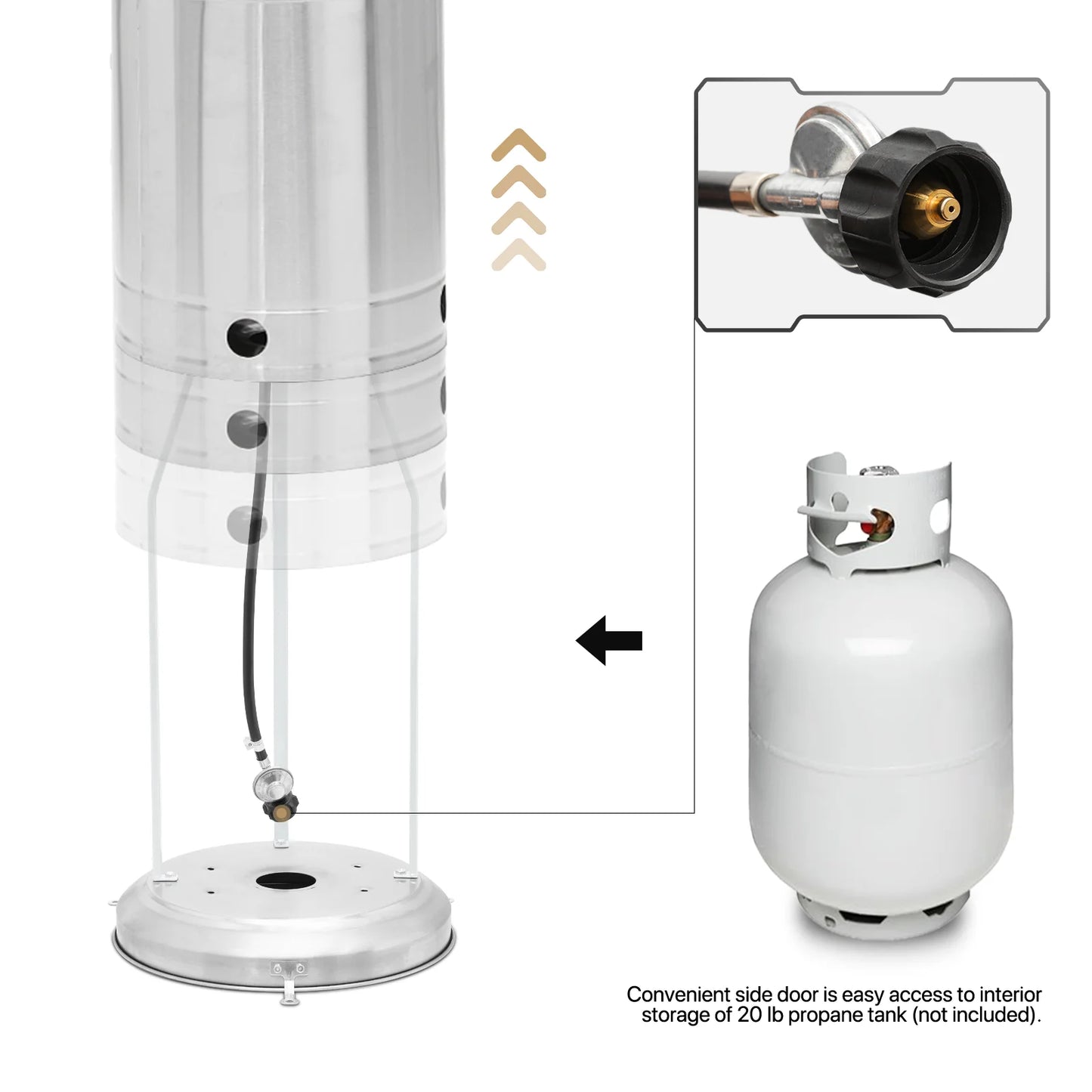 MoNiBloom 41,000 BTU Propane Patio Heater Outdoor Freestanding Heater with Rolling Wheels for Commercial & Residential Use, Silver