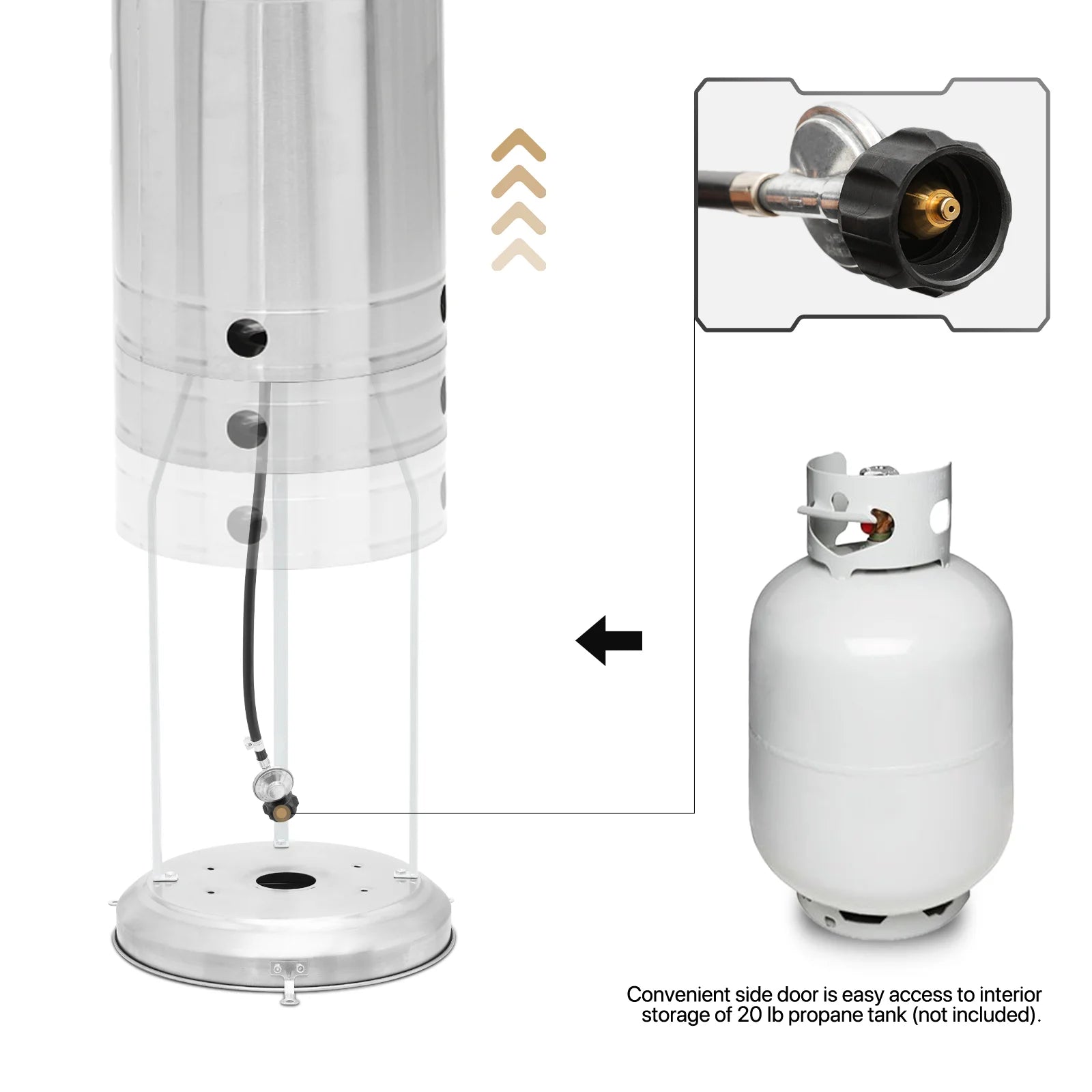 MoNiBloom 41,000 BTU Propane Patio Heater Outdoor Freestanding Heater with Rolling Wheels for Commercial & Residential Use, Silver