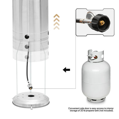 MoNiBloom 41,000 BTU Propane Patio Heater Outdoor Freestanding Heater with Rolling Wheels for Commercial & Residential Use, Silver