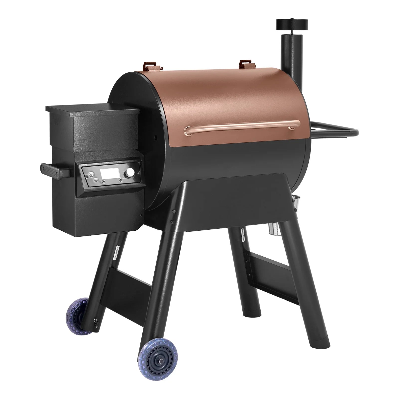 KFFKFF 575 sq in Wood Fired Pellet Grill and Smoker, BBQ Grills LCD Screen Controller for Outdoor Cooking, Patio and Backyard, Bronze Black