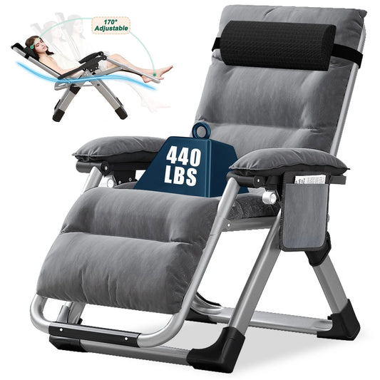 Slsy Upgrade Zero Gravity Chair, Folding Portable Reclining Lounge Chair with Removable Cushion, Armrest Mat, Headrest, Reclining Patio Lounger Chair for Indoor,Outdoor