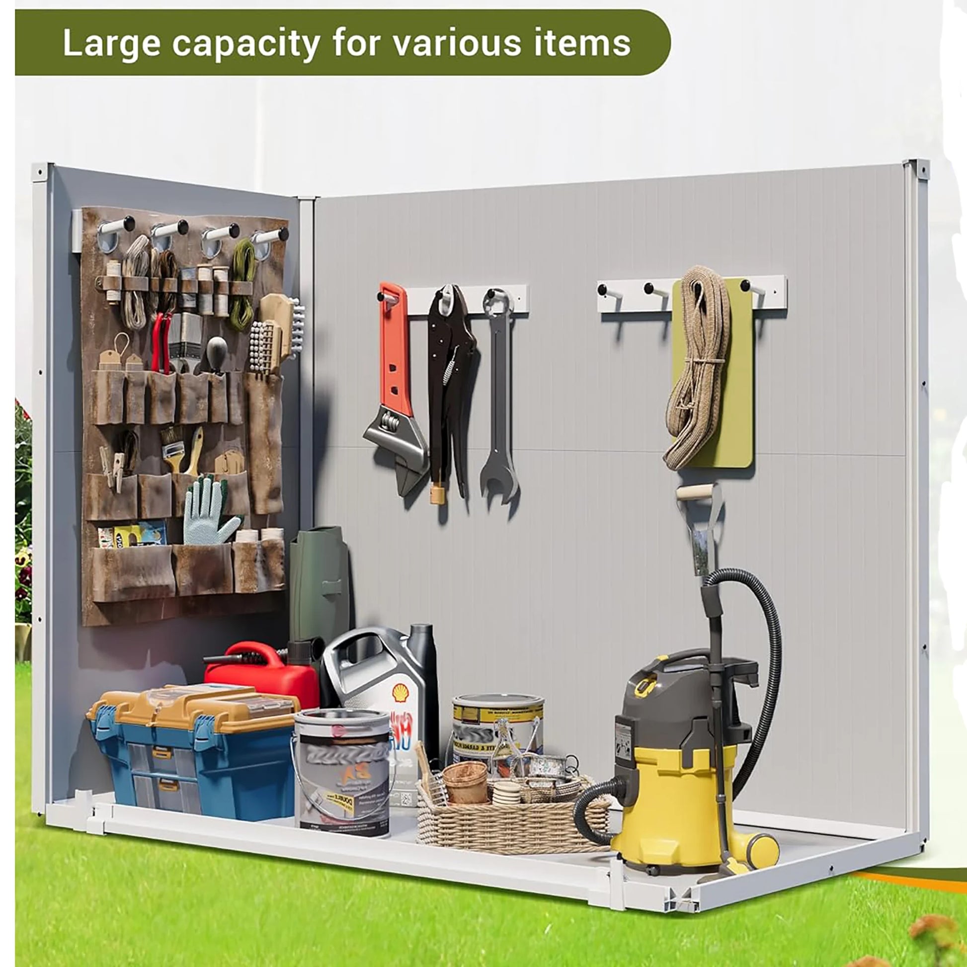 5'3' Outdoor Storage Shed, Resin Storage Cabinet, Garden Tool Shed with Double Lockable Doors, Organizer Cabinet for Patio Yard, Gray