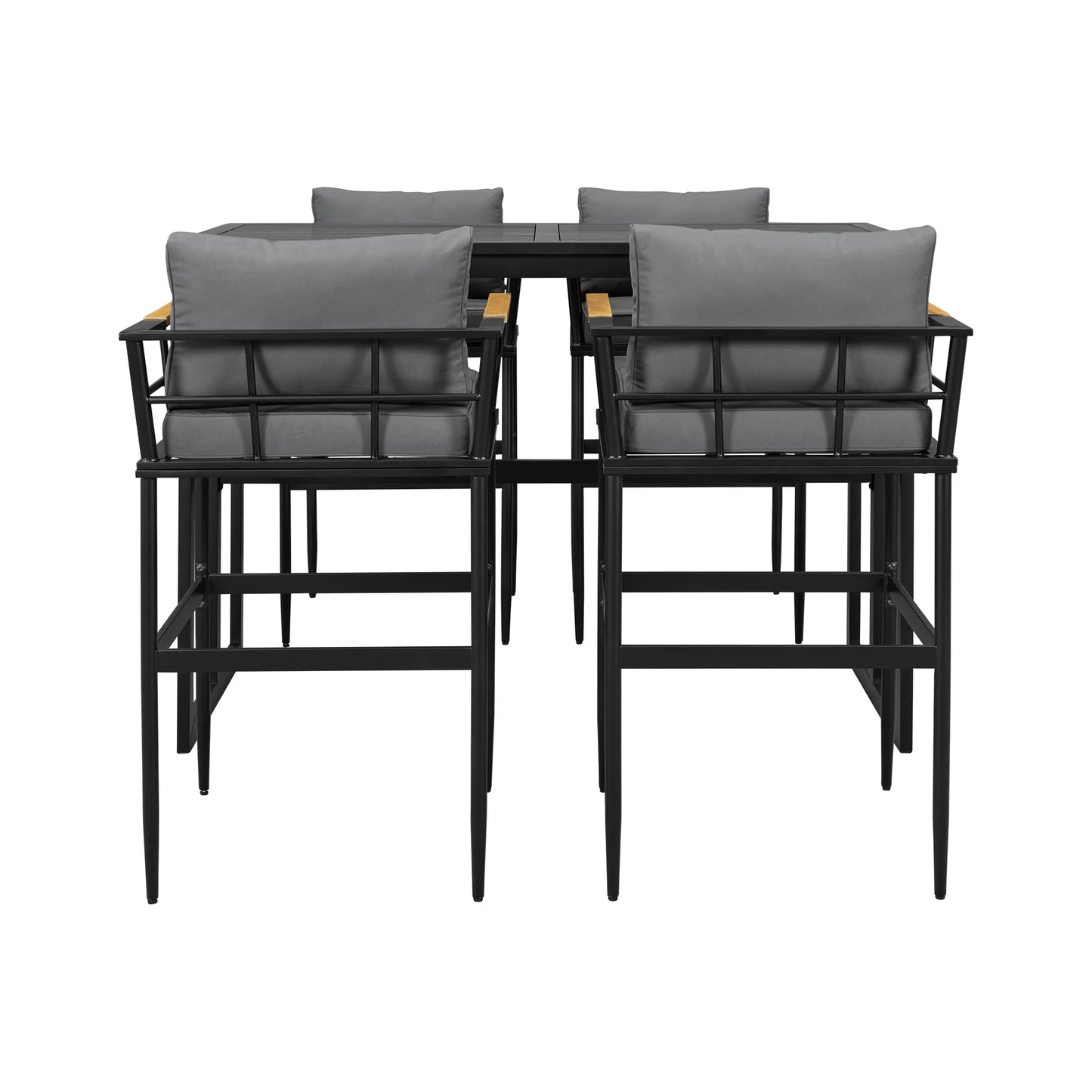 Harper & Bright Designs Iron Outdoor Counter Height Dining Set for 4, 5 Pieces All-Weather Patio Dining Furniture Set with Table and 4 Chairs for Pub Backyard Balcony Garden, Gray