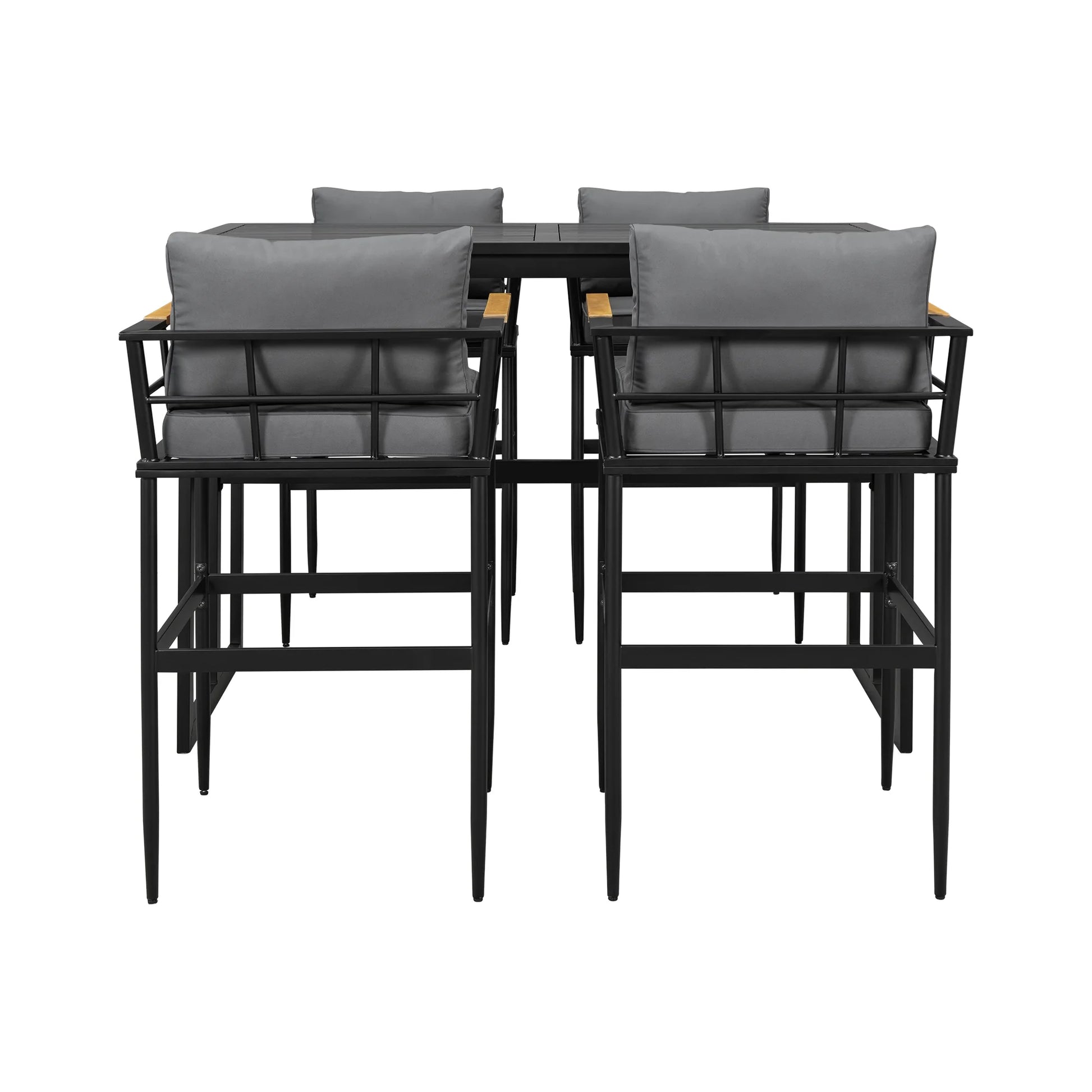 Harper & Bright Designs Iron Outdoor Counter Height Dining Set for 4, 5 Pieces All-Weather Patio Dining Furniture Set with Table and 4 Chairs for Pub Backyard Balcony Garden, Gray