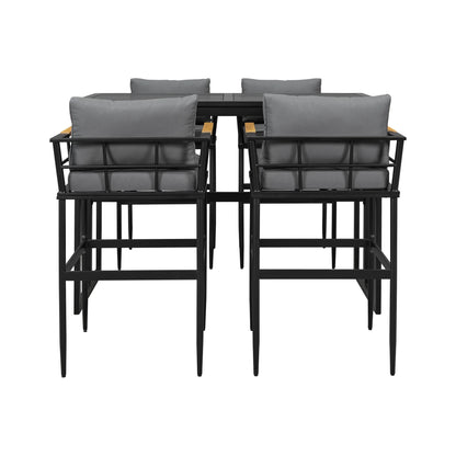 Harper & Bright Designs Iron Outdoor Counter Height Dining Set for 4, 5 Pieces All-Weather Patio Dining Furniture Set with Table and 4 Chairs for Pub Backyard Balcony Garden, Gray