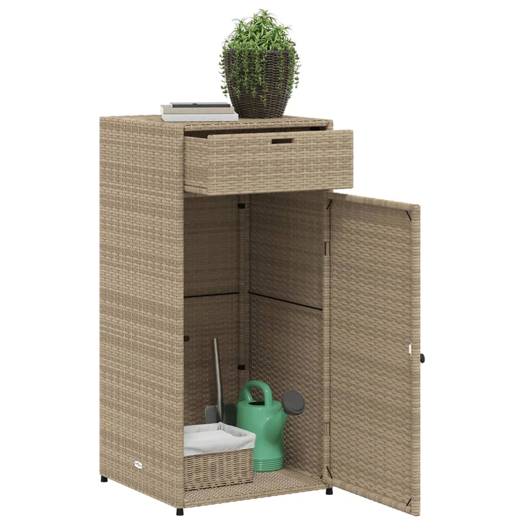 vidaXL Patio Storage Cabinet Tool Organizer Outdoor Furniture Poly Rattan