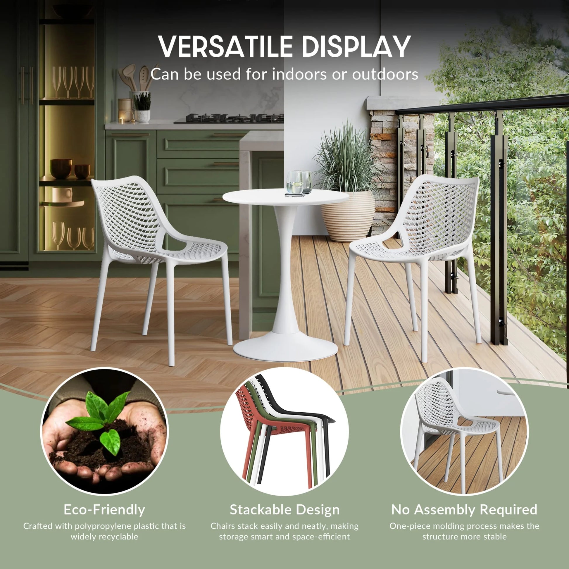 WestinTrends Playa Outdoor Modern Stackable Patio Dining Armchairs (Set of 2), White