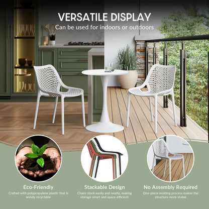 WestinTrends Playa Outdoor Modern Stackable Patio Dining Armchairs (Set of 2), White