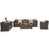 Superjoe 2 Pcs Outdoor Patio Furniture Garden Loveseat Wicker Couch,Gray