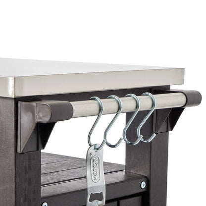 Keter Unity 40 Gal Patio Storage Grilling Bar Cart w/Stainless Steel Top, Brown