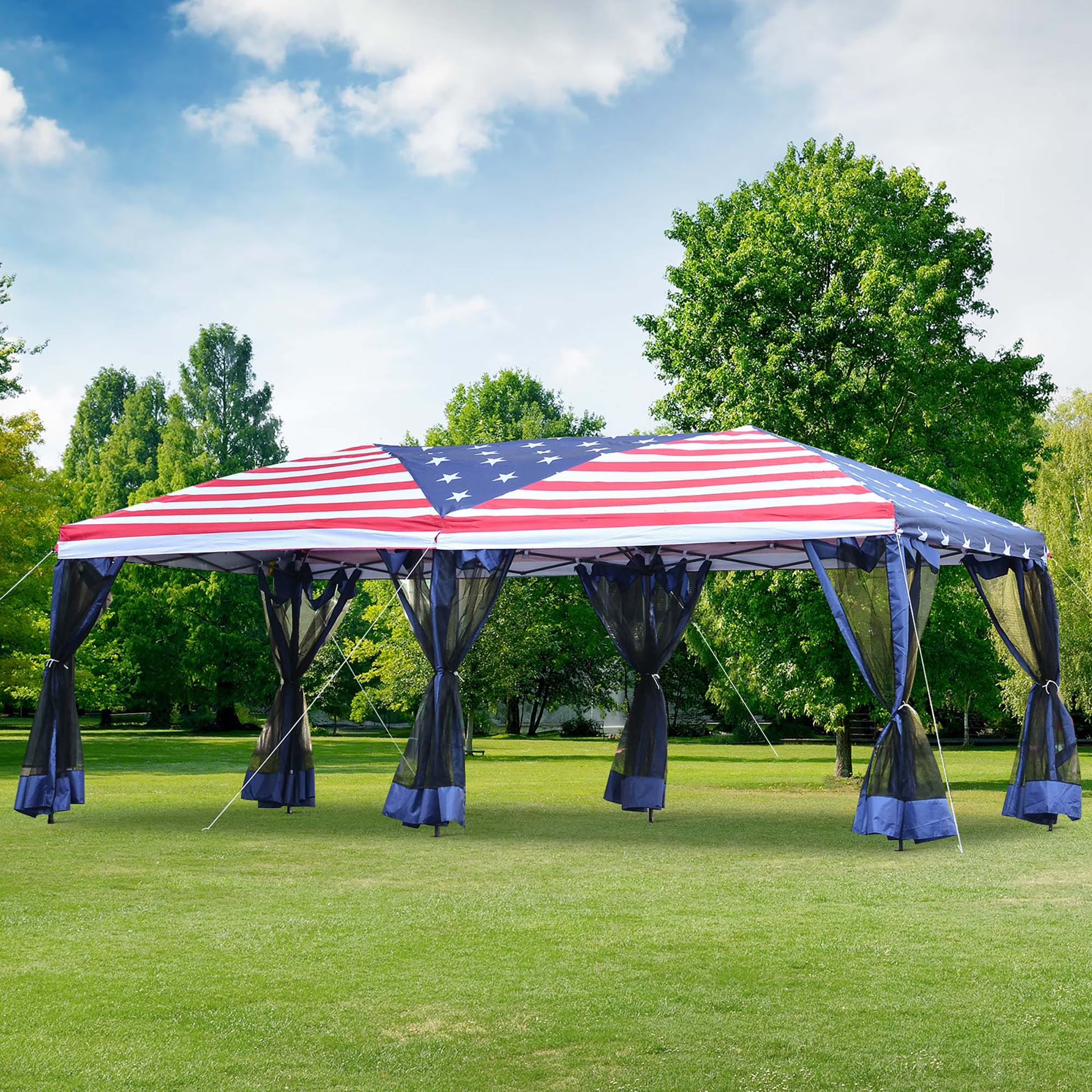 Outsunny 10' x 20' Pop Up Canopy Tent with Netting, Heavy Duty Large Party Tent, Instant Sun Shelter with Carry Bag for Backyard Garden Patio, Beige
