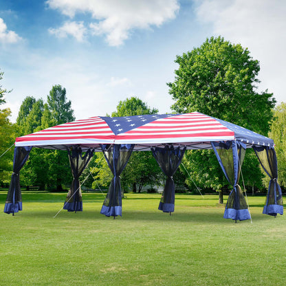 Outsunny 10' x 20' Pop Up Canopy Tent with Netting, Heavy Duty Large Party Tent, Instant Sun Shelter with Carry Bag for Backyard Garden Patio, Beige