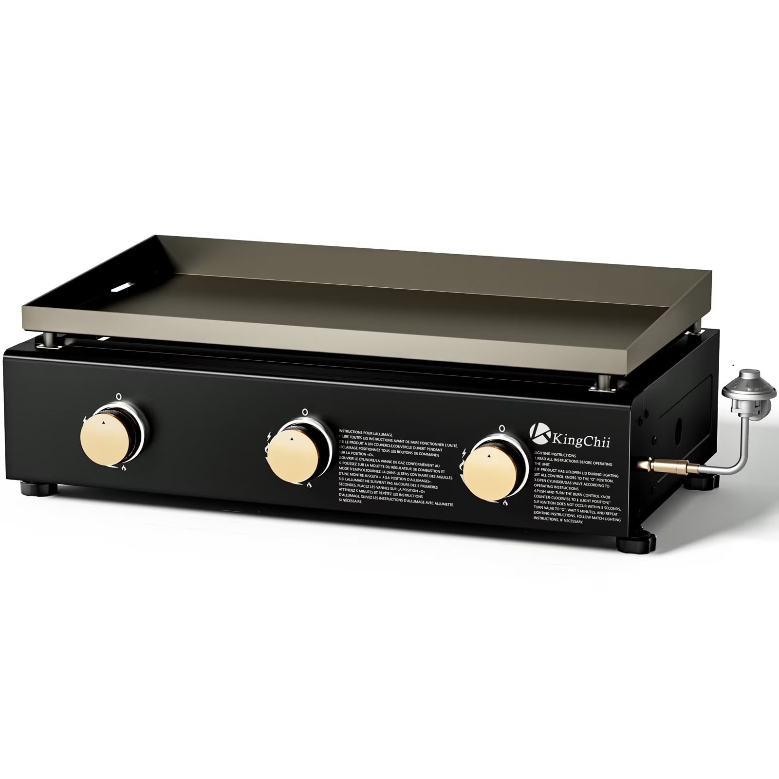 KingChii 3-Burner 28" Propane Griddles Outdoor Flat Top Gas Grill Griddle for Camping, Tailgating, BBQ, Parties, Backyard & Patio