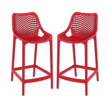 Home Square Polypropylene Patio Bar Stool in Taupe - Set of 2