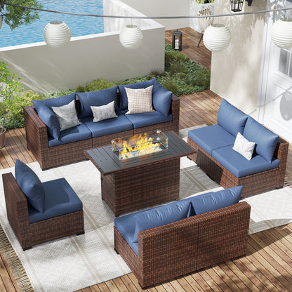 ELPOSUN Patio Furniture Set, Outdoor Patio Furniture Wicker Furniture Couch Set, 5 Pieces Outdoor Sectional Sofa, Patio Furniture Set, Outdoor Patio Set for Balcony Furniture (Grey)