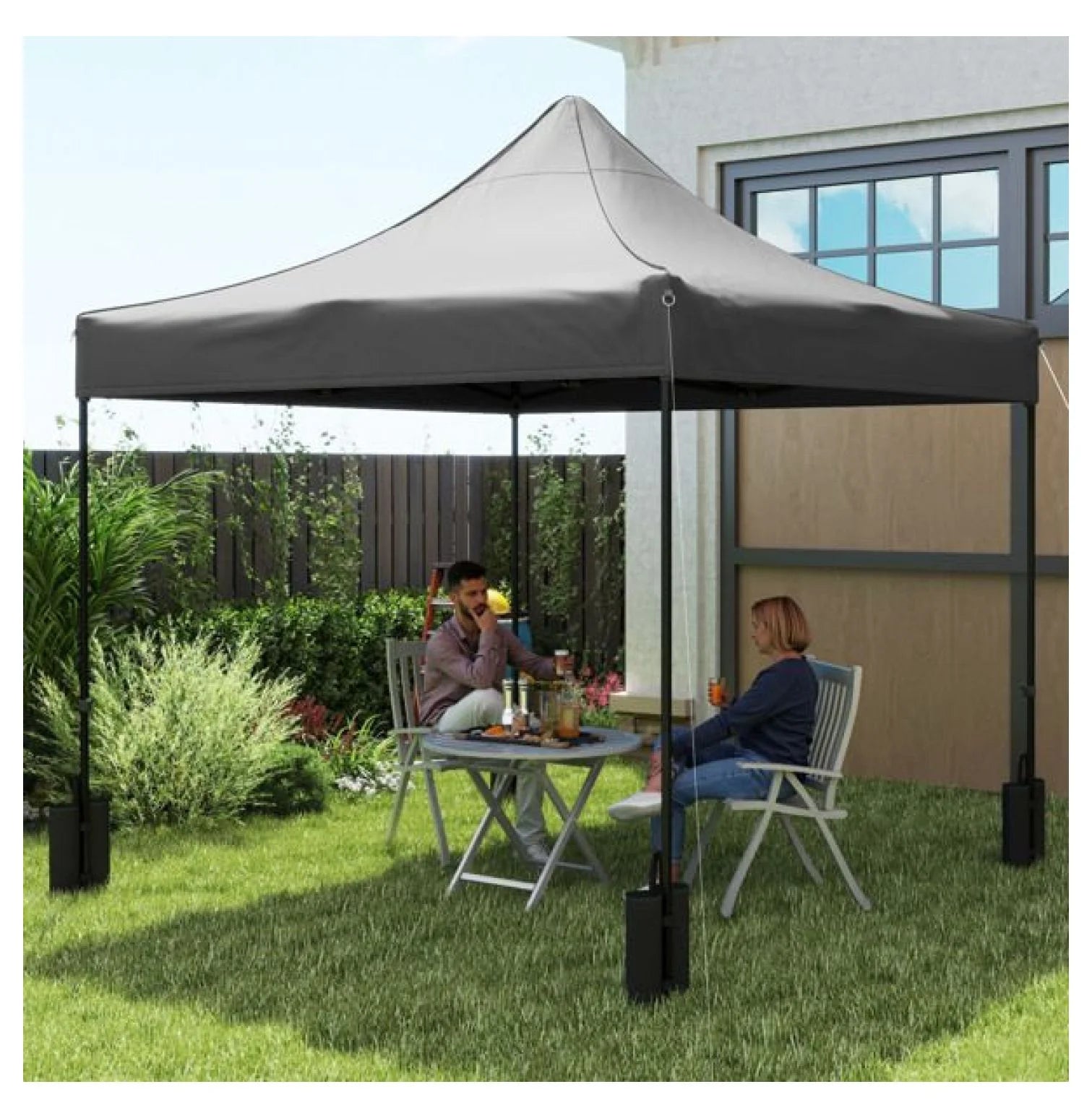 Replacement Canopy Top 10x10 - Dark Gray Oxford Cloth - UPF50+ Sun Protection with Weight Bags - Outdoor Patio Shade Cover