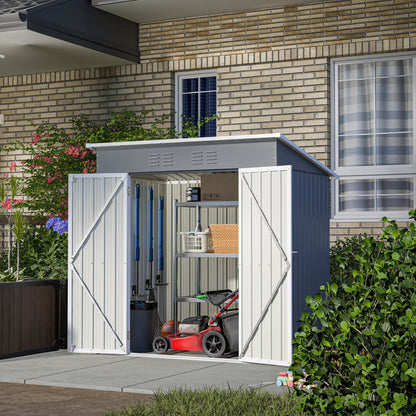 6 x 4 ft Outdoor Storage Shed with Floor Frame, Storage Sheds for Outside with Lockable Door, All Weather Garden Tool Shed with Air Vent for House Backyard Patio Lawn, Black