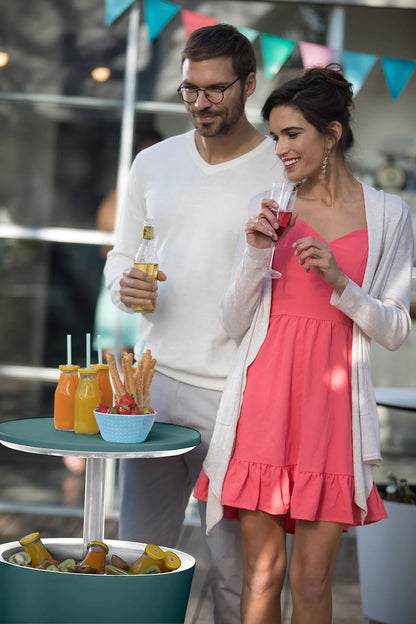 Keter Modern Cool Bar and Side Table, Outdoor Patio Furniture with 7.5 Gallon Beer and Wine Cooler, Teal