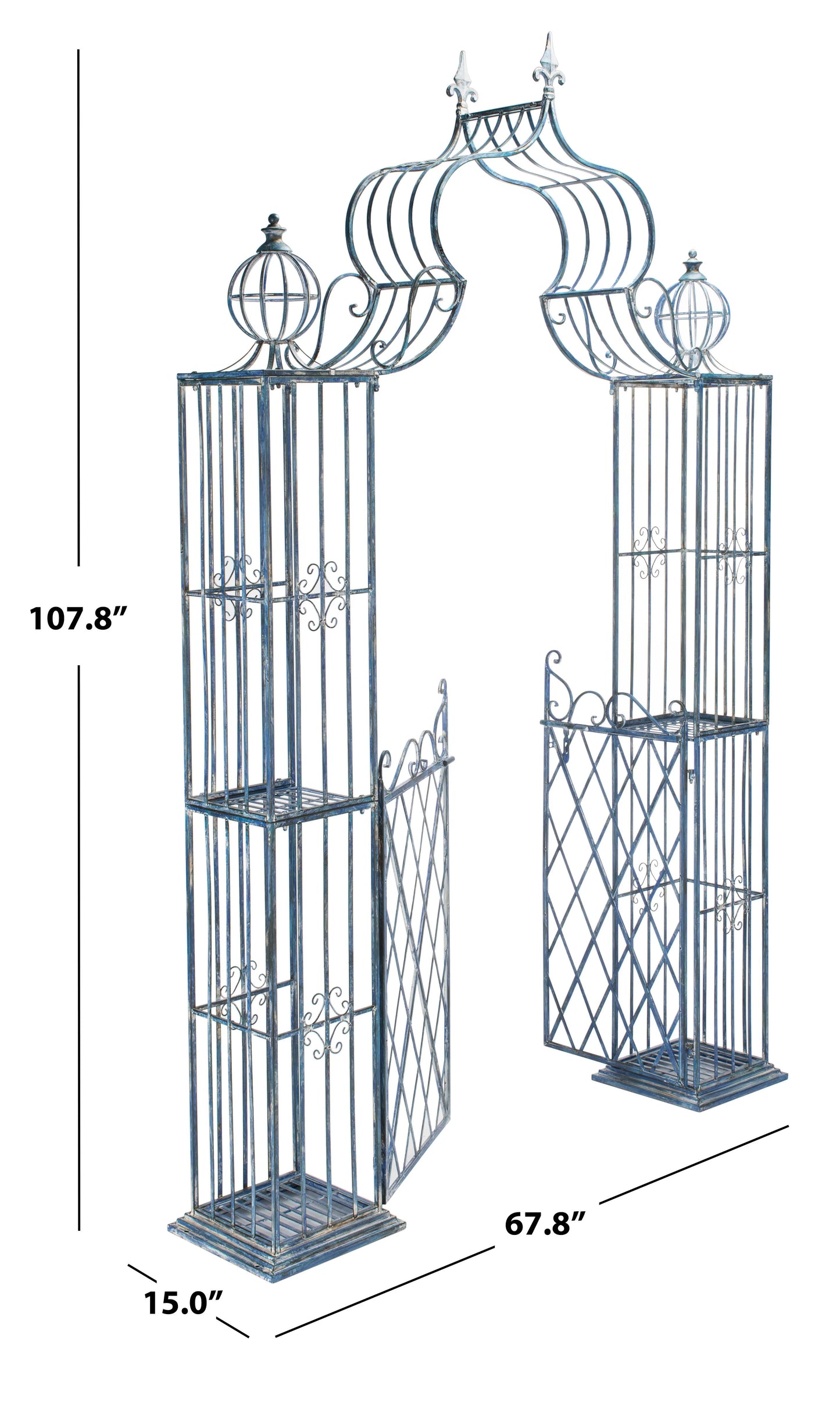 SAFAVIEH Beatrix Outdoor Patio Arbor with Door, Antique Blue