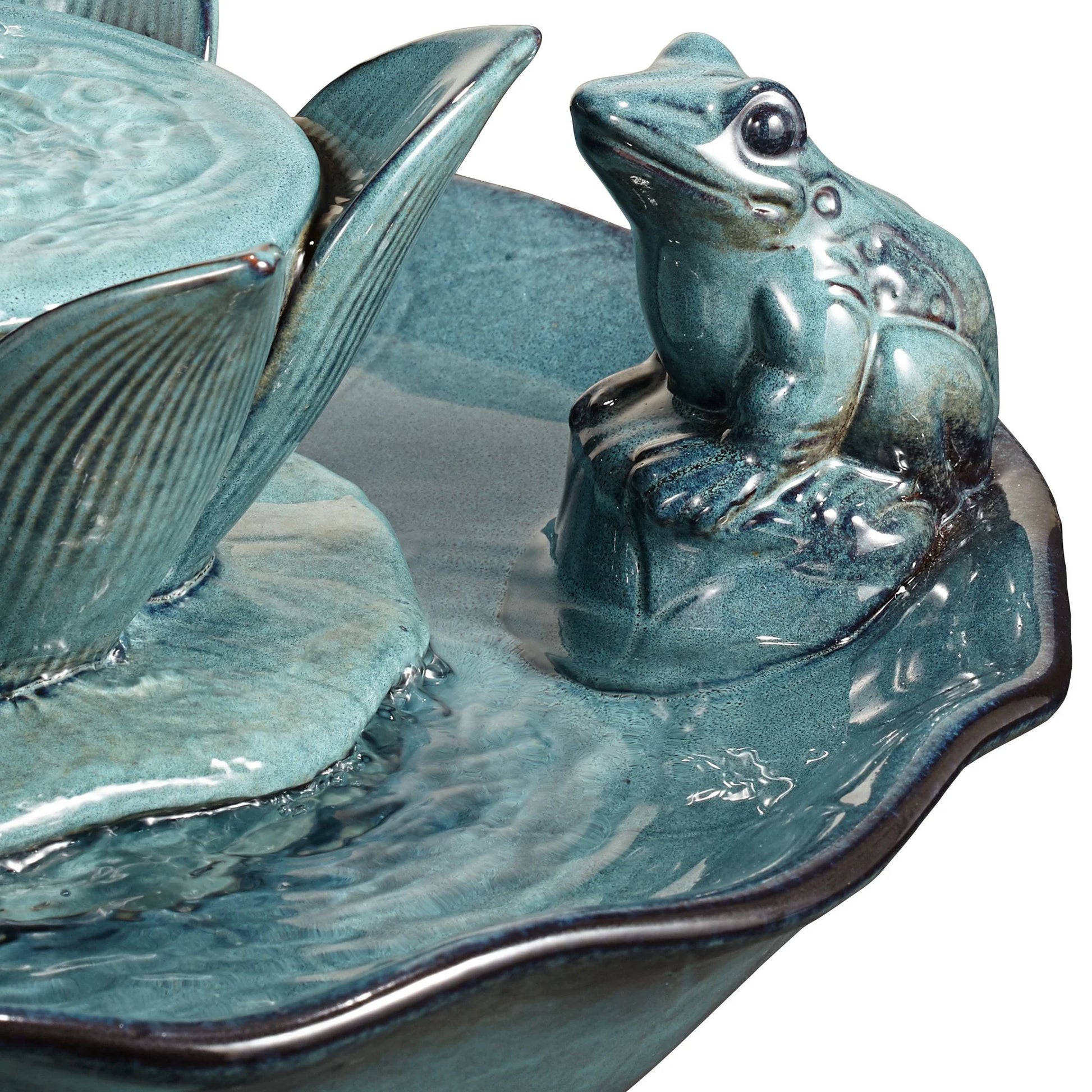Pleasant Pond 25 1/4" High Large Asian Outdoor Decor Ceramic Floor Fountain Frog Pedestal Outside Garden Patio