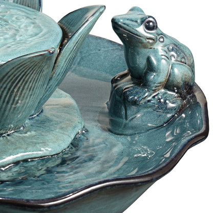 Pleasant Pond 25 1/4" High Large Asian Outdoor Decor Ceramic Floor Fountain Frog Pedestal Outside Garden Patio