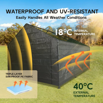 Abba Patio 10x20 ft Weather Carport Sidewall Tarp Replacement, Dark Grey- Top& Frame Not Included
