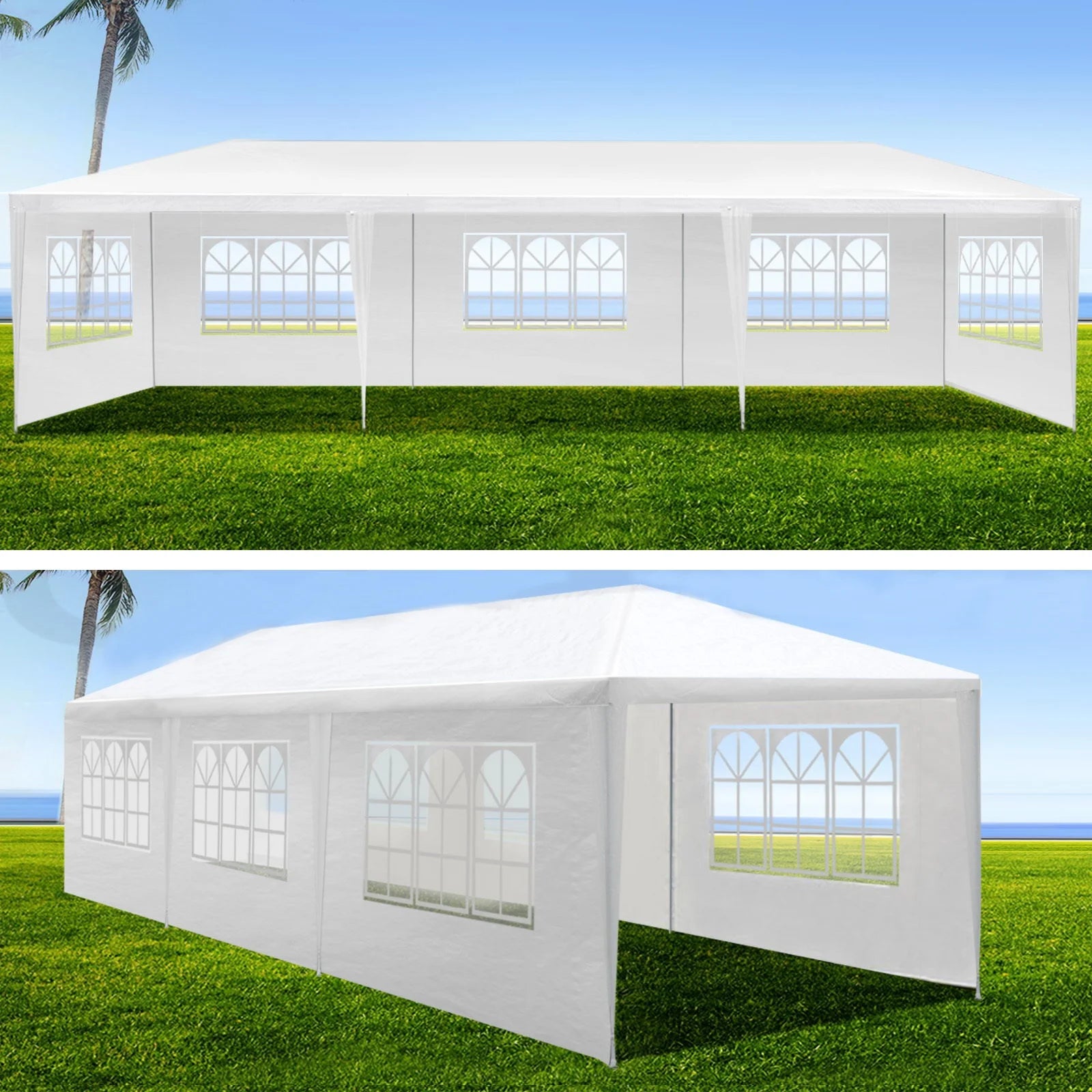 10FTx30FT Wedding Party Canopy Tent With 8 Removable Sidewalls Waterproof Canopy Patio Wedding Gazebo Outdoor Wedding Party Tent For Household Wedding Party Parking Shed