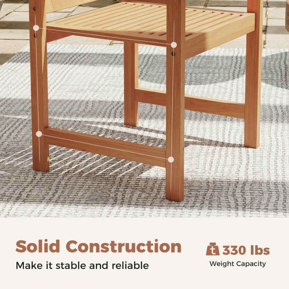 Spaco Patio Chairs Set of 2, Patio Chair with Inclined Backrests and Slatted Seats for Patio, Garden, Backyard, Brown