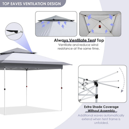 Arlopu White 12' x 12' Ez Pop Up Canopy Tent Portable Instant Folding Shelter Outdoor Camping Canopy Patio Party Gazebo
