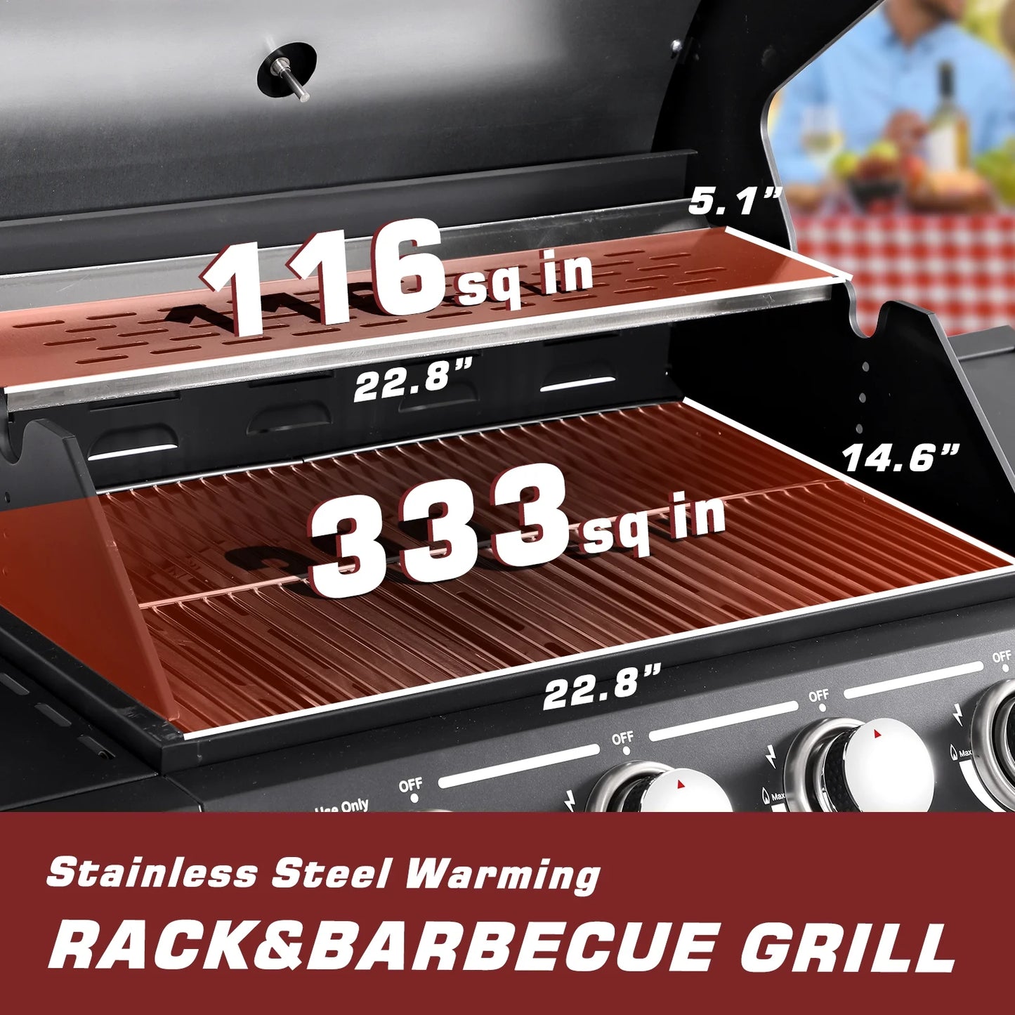Haverchair 4-Burner Gas BBQ Grill, Cast Iron Barbecue Gas Grill with Side Burner and Bottle Opener for Outdoor Patio Garden Picnic Backyard Cooking, 50,000BTU Black