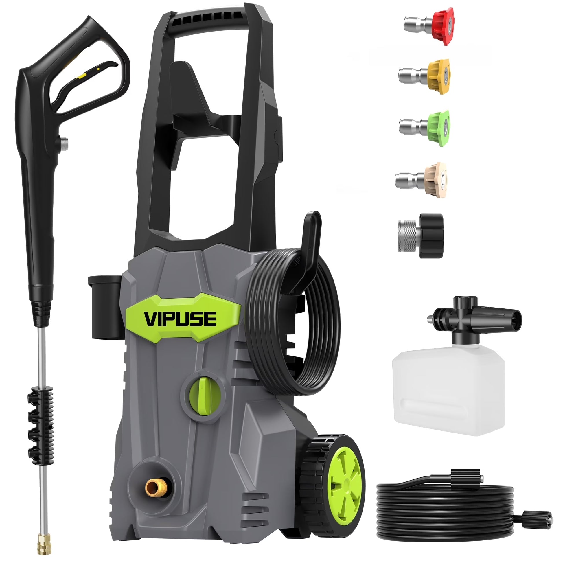Vipuse Electric Pressure Washer, 4200 PSI Max.2.8GPM Power Washer with 23ft Hose/4 Nozzles/400ML Foam Cannon, Clean Tool for Cars/Fences/Patios/Floor