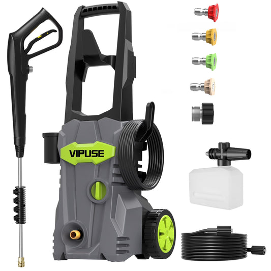 Vipuse Electric Pressure Washer, 4200 PSI Max.2.8GPM Power Washer with 23ft Hose/4 Nozzles/400ML Foam Cannon, Clean Tool for Cars/Fences/Patios/Floor