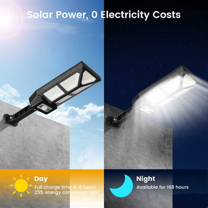 Thorfire 4 Pack Solar Street Light 196LED 800LM Motion Sensor Flood Light Waterproof 3 Lighting Modes for Outdoor Garden Yard Garage Patio